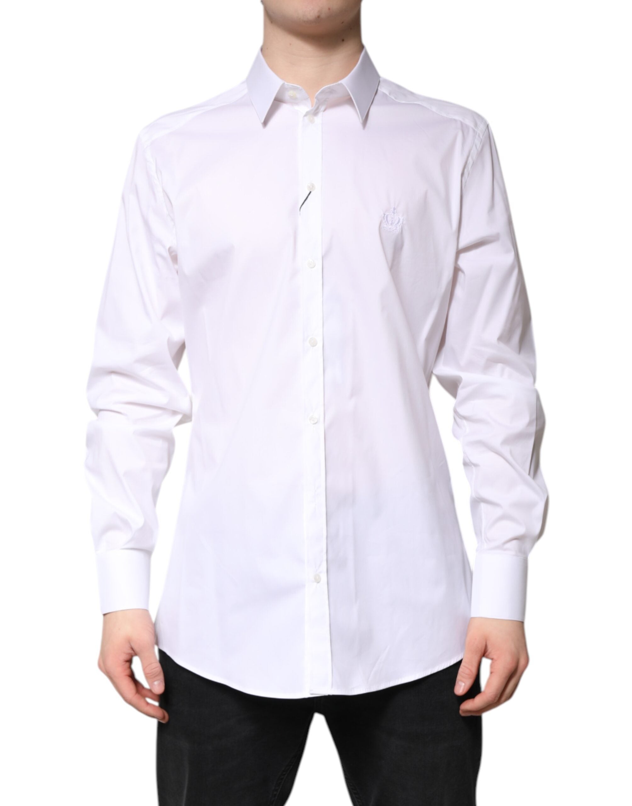 Dolce & Gabbana White Cotton GOLD Men's Dress Formal Shirt